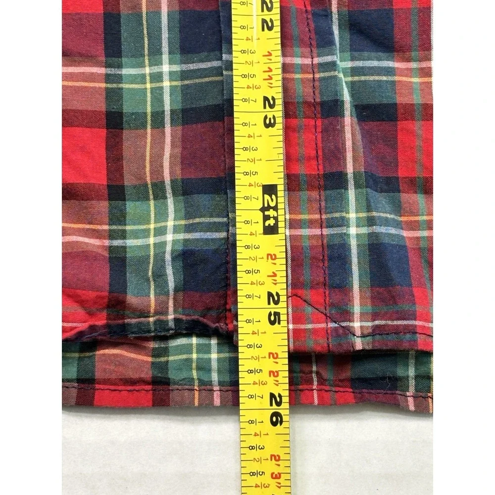 Ralph Lauren Plaid Button Down Shirt Youth L 14-16‎ Blue Green Red Pony Logo